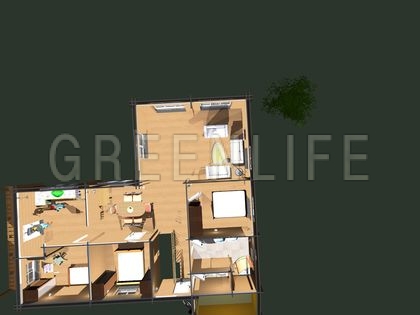 maison bois en kit vue de haut en 3D
